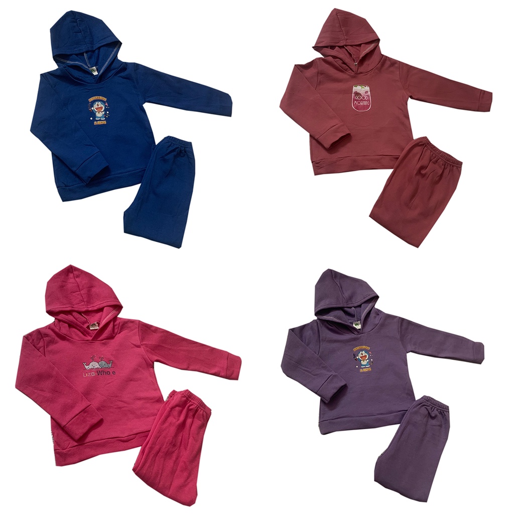 Bộ nỉ lông cho bé có mũ, bộ nỉ hoodie thu đông dài tay trẻ em hàng xuất khẩu