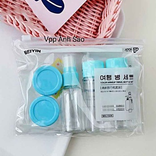 Chai lọ chiết mỹ phẩm du lịch, lọ chiết mỹ phẩm mini bộ chiết 5 món như hình túi zip