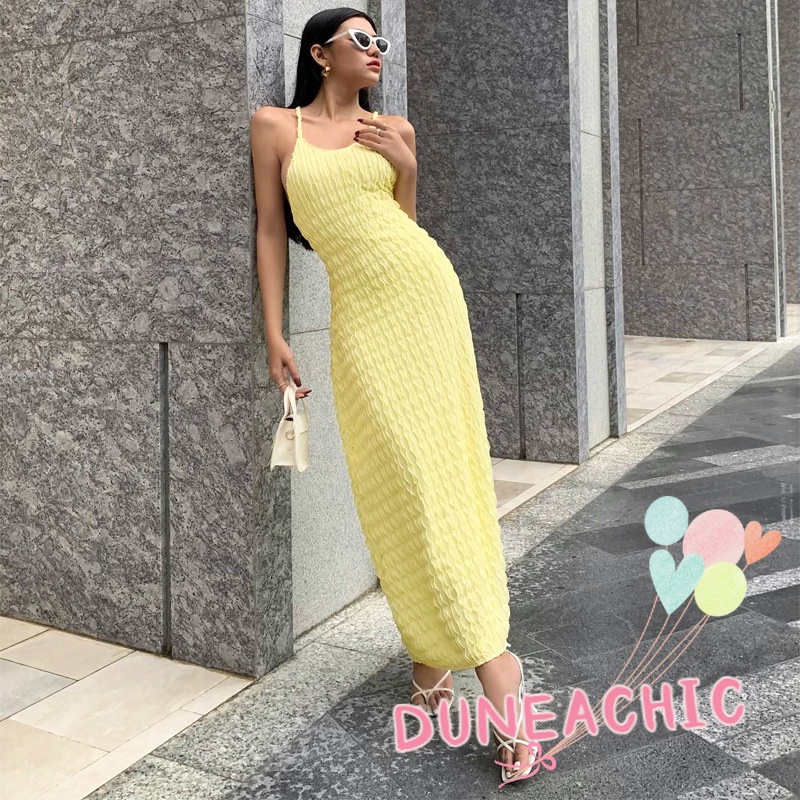 Đầm Maxi Hai Dây Trơn Màu Xinh Xắn Dành Cho Nữ