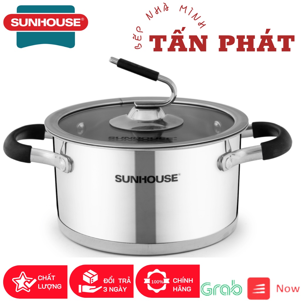 NỒI INOX 5 ĐÁY SUNHOUSE 16-20-24CM (DÙNG MỌI LOẠI BẾP)