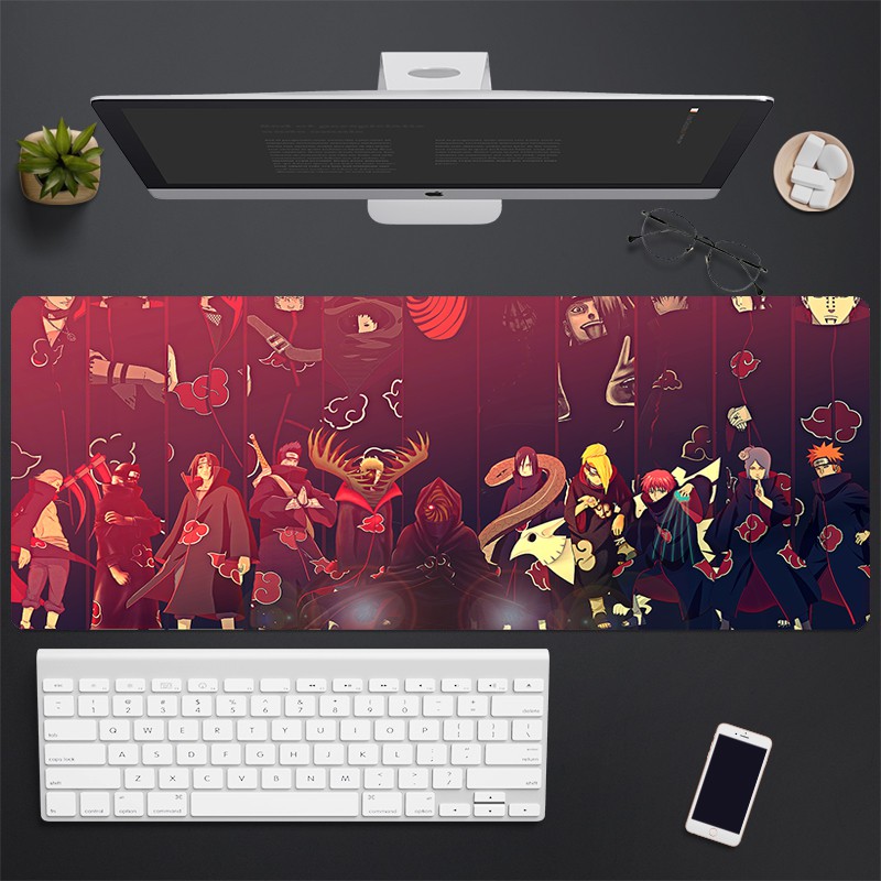 Lót chuột máy tính Anime Naruto kích cỡ bàn di chuột lớn 90x40cm chất liệu mouse pad cao su