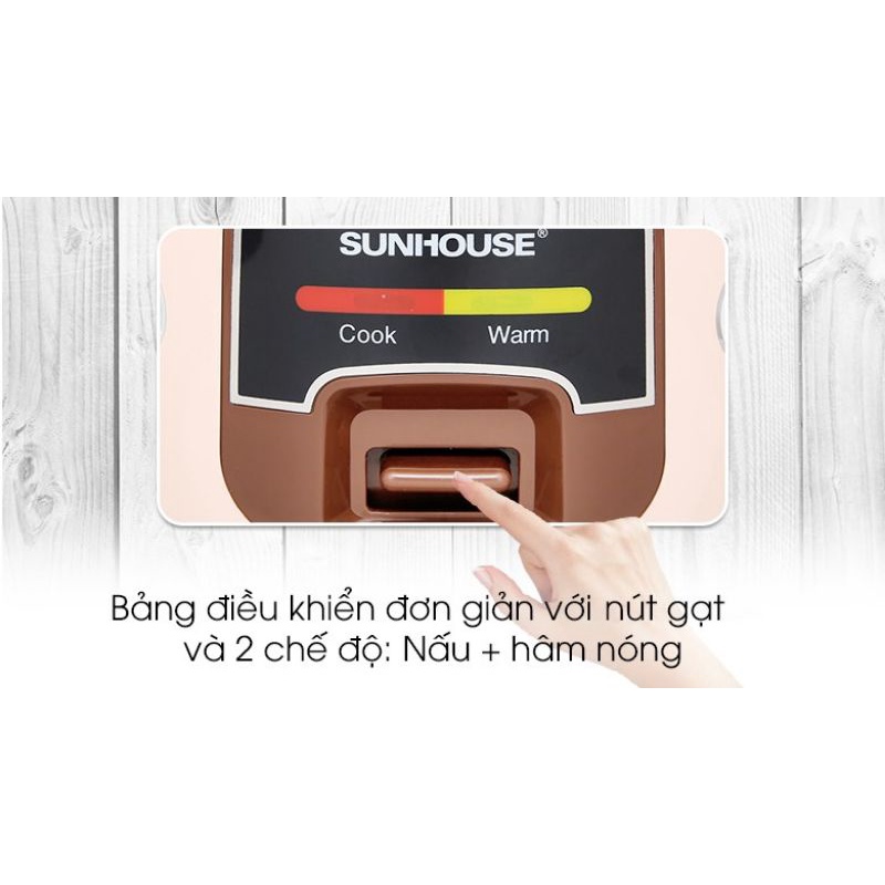 Nồi cơm nắp gài Sunhouse 1 lít SHD8208C -trưng bày 94% - Số Người Ăn 2 - 4 Người Công Suất 400 W