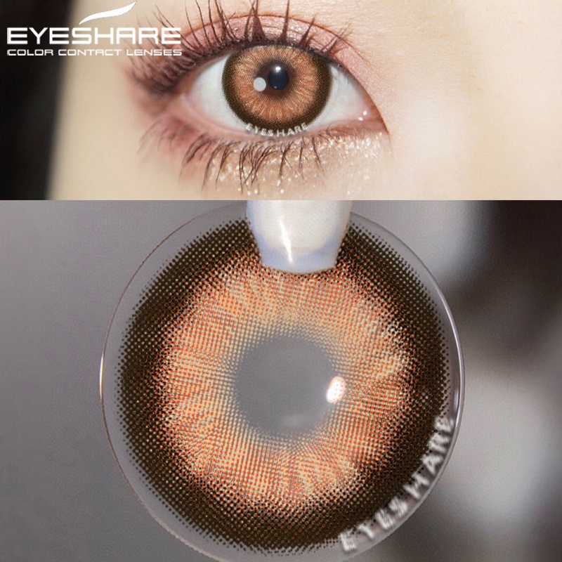 [Hàng mới về] 1 Cặp kính áp tròng EYESHARE màu nâu / xanh dương chất lượng