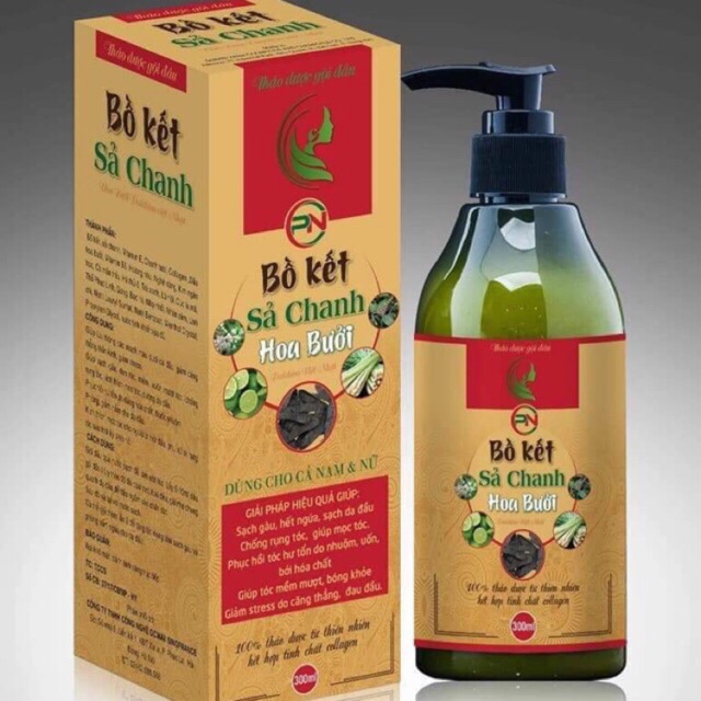 THẢO DƯỢC GỘI ĐẦU BỒ KẾT SẢ CHANH HOA BƯỞI 300ml (chuẩn cty)