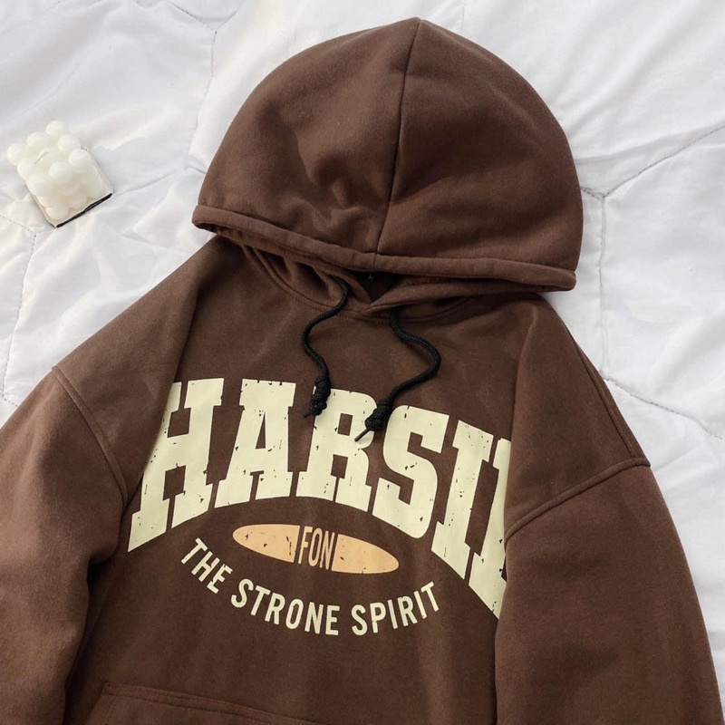 Áo Khoác Hoodie Unisex HARSII Vải Nỉ Bông Dày Dặn màu NÂU CHOCO 🖤 Nam nữ unisex 🖤 Áo hoodie chui đầu Form Rộng