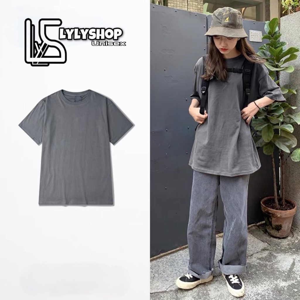 Áo thun nam nữ Lylyshop Unisex, áo phông dáng rộng unisex nam nữ trơn màu basic chất thun cotton 100%