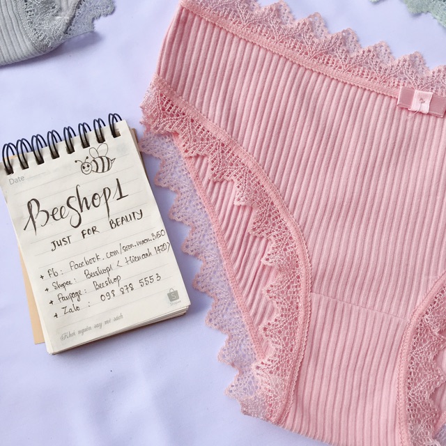 Quần lót nữ, quần cotton tăm nâng mông kháng khuẩn QC10