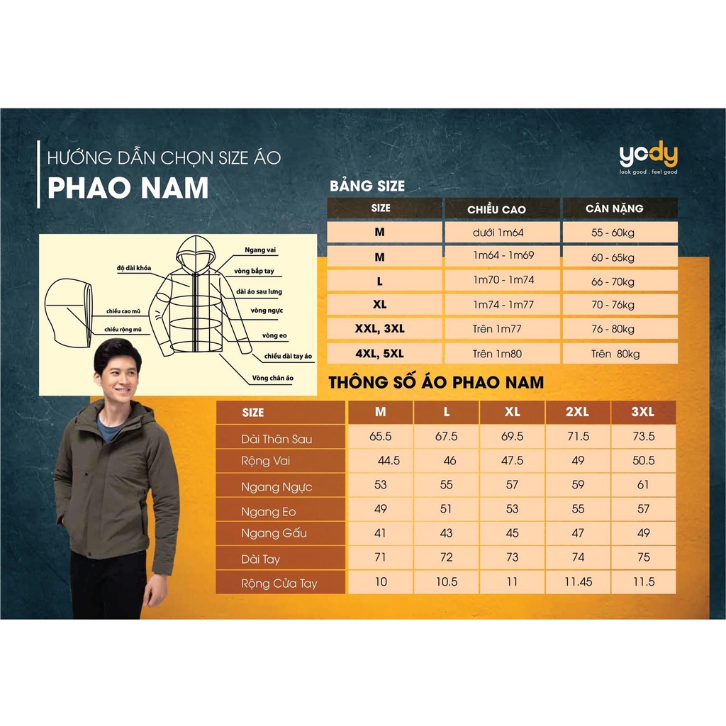 Áo phao nam hai mặt YODY mẫu đại hàn siêu nhẹ giữ ấm tốt có mũ - PHM4003