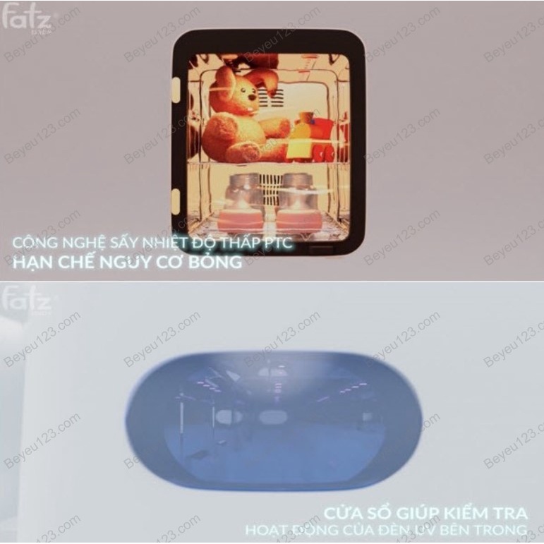 (TRẮNG) Máy tiệt trùng sấy khô UVC - LED Thể tích lớn 22L có thể chứa 16 bình cổ rộng Fatzbaby QUEEN 2 - Fatz FB4707CY