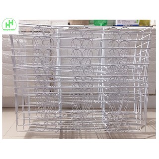 10 Giỏ Sắt Treo Chậu Hoa Ban Công Hình Chữ Nhật KT 64x21x18Cm - Màu Trắng