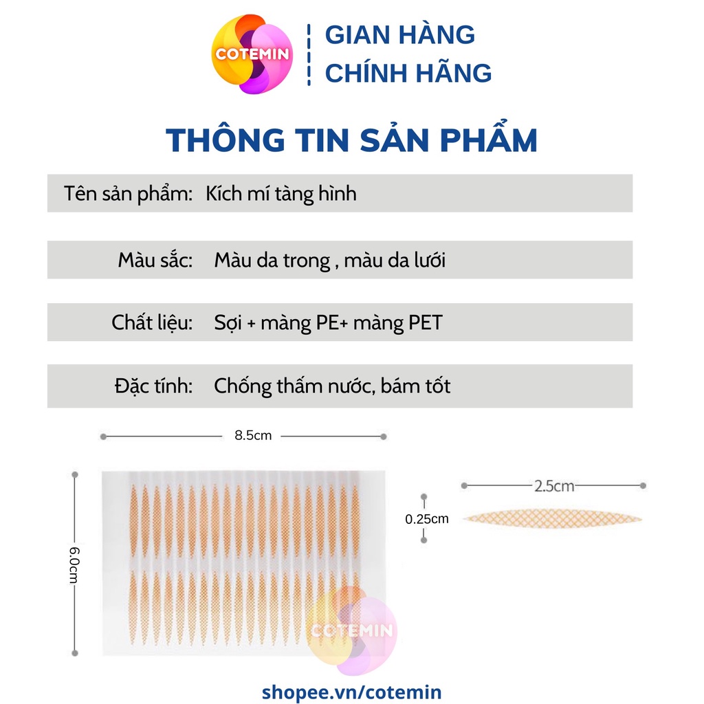 COMBO 280 Kích mí tàng hình tạo hai mí không lộ sẵn keo TẶNG KÈM dụng cụ kích mí COTEMIN