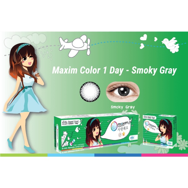 Kính áp tròng dùng 1 ngày Maxim Colors màu Smoky Gray Hàn Quốc có độ ( 0.00 - 9.00)