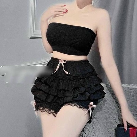 quần tầng đính nơ chất đẹp ảnh thật l