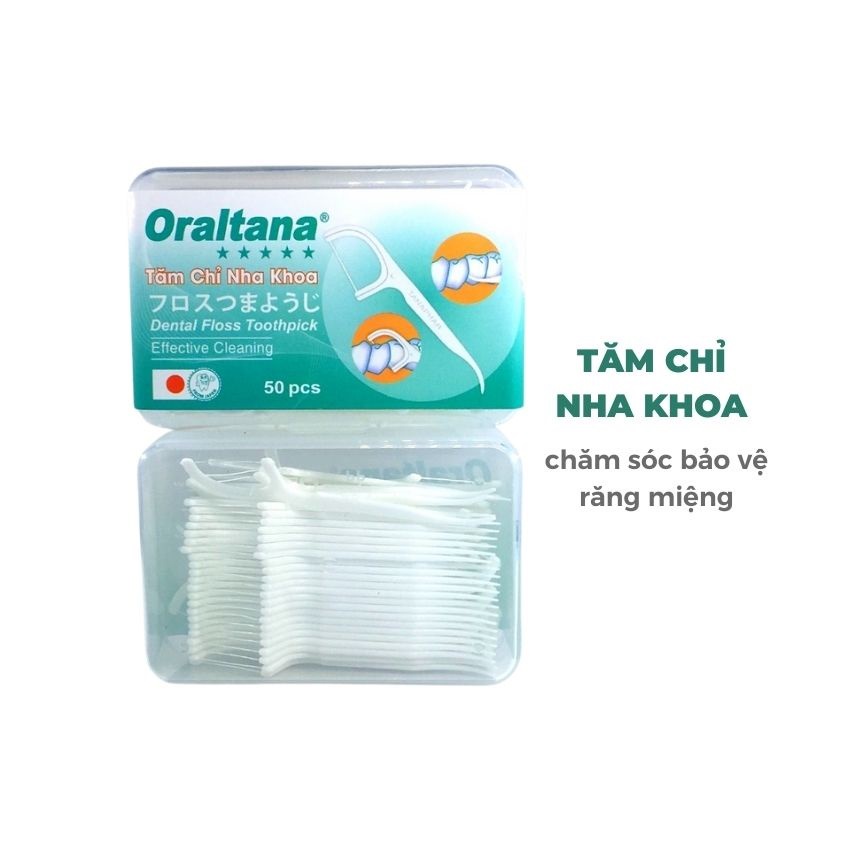 Tăm chỉ nha khoa Oraltana Tanahar, hộp 50 cái chăm sóc răng miệng