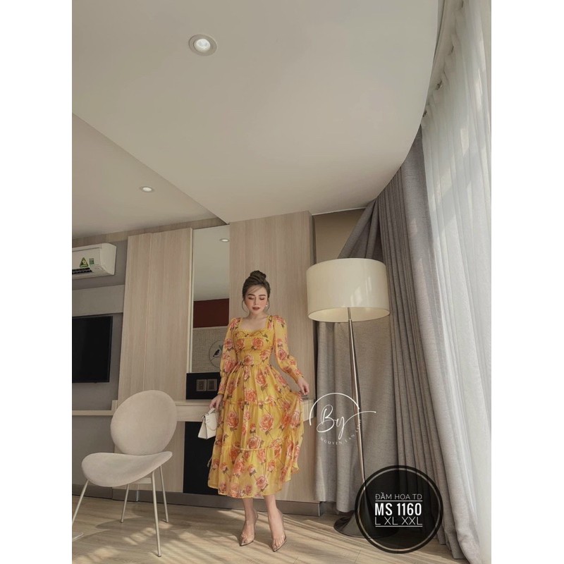 đầm maxi hoa vintage cổ U Bigsize 55kg-95kg🌸🌸