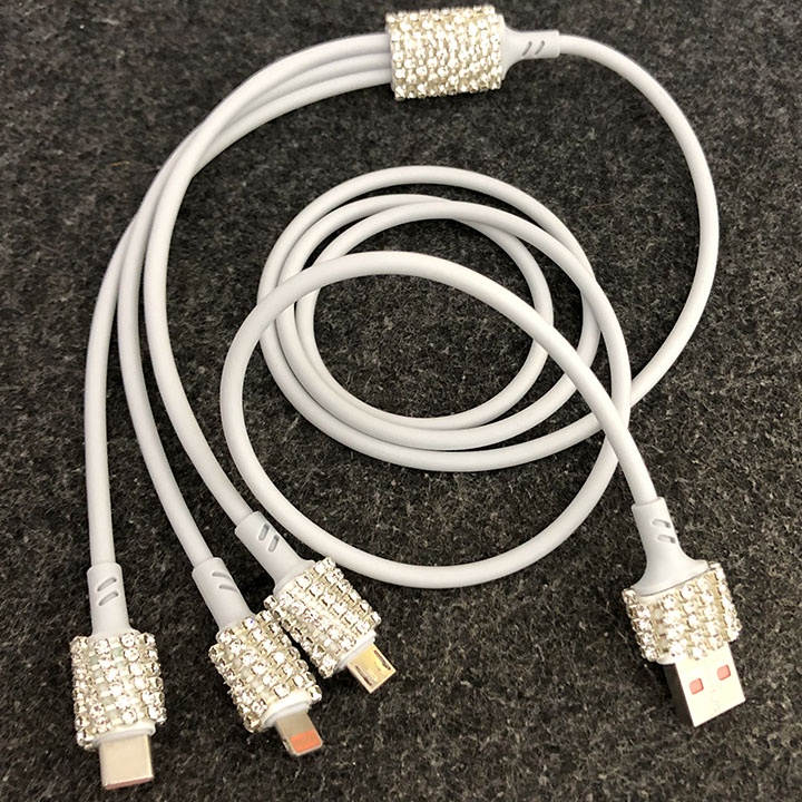 Cáp Sạc 3 Đầu Đính Đá Cao Cấp