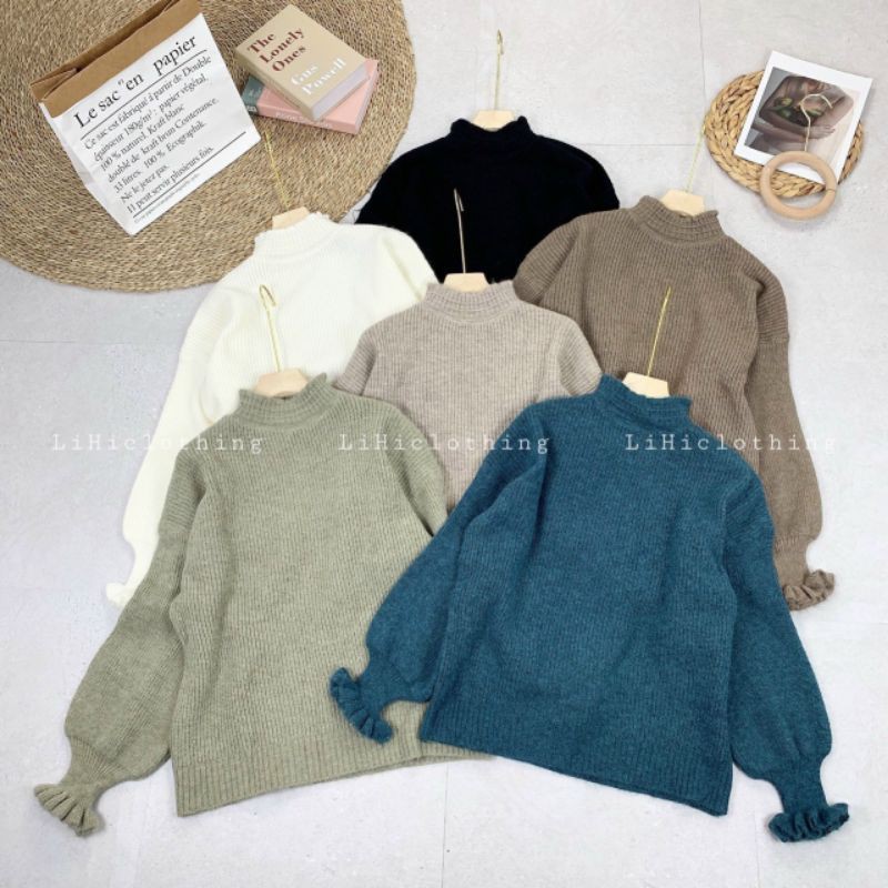 áo len tay nơ dáng dấu quần