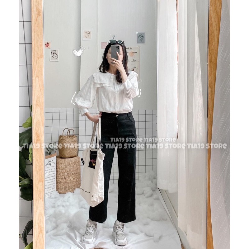 Quần culottes kaki ống rộng . Quần kaki ống suông ( Ảnh thật Tia19 chụp)