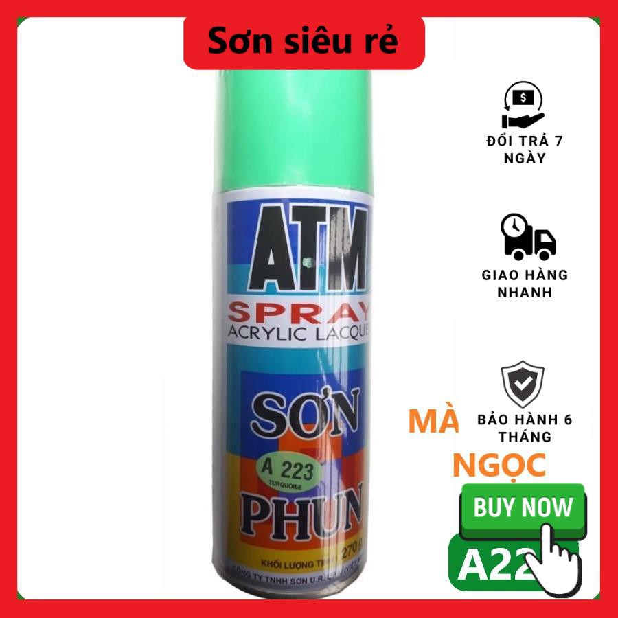 Sơn phun, xịt ATM màu xanh ngọc A223, 400ml