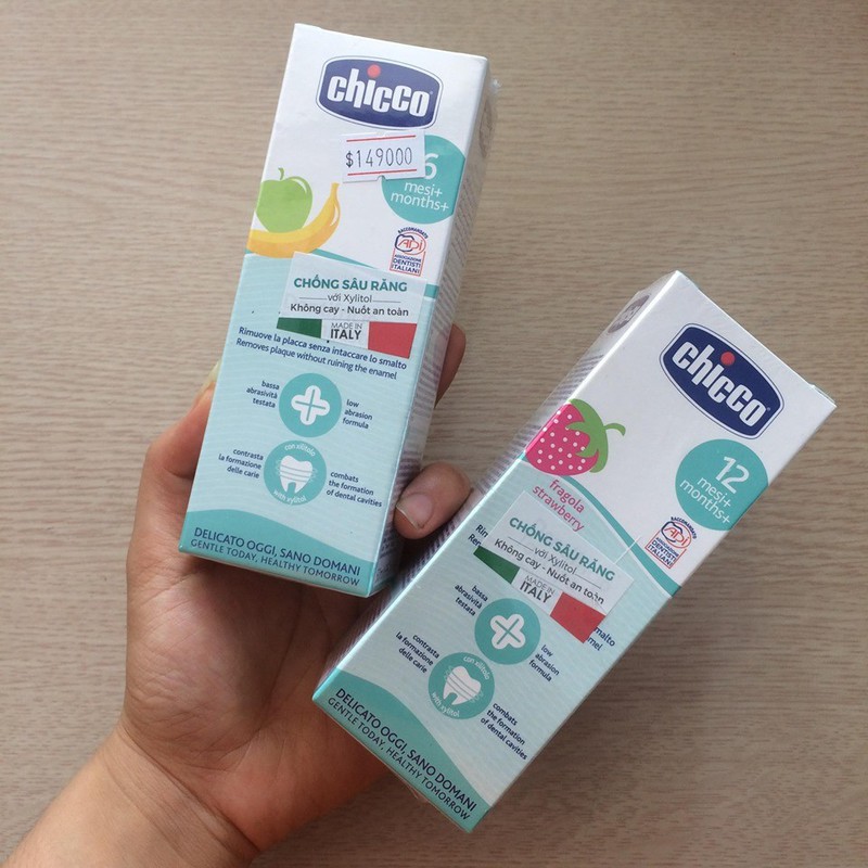 Kem đánh răng Chicco hương chuối táo 6M+