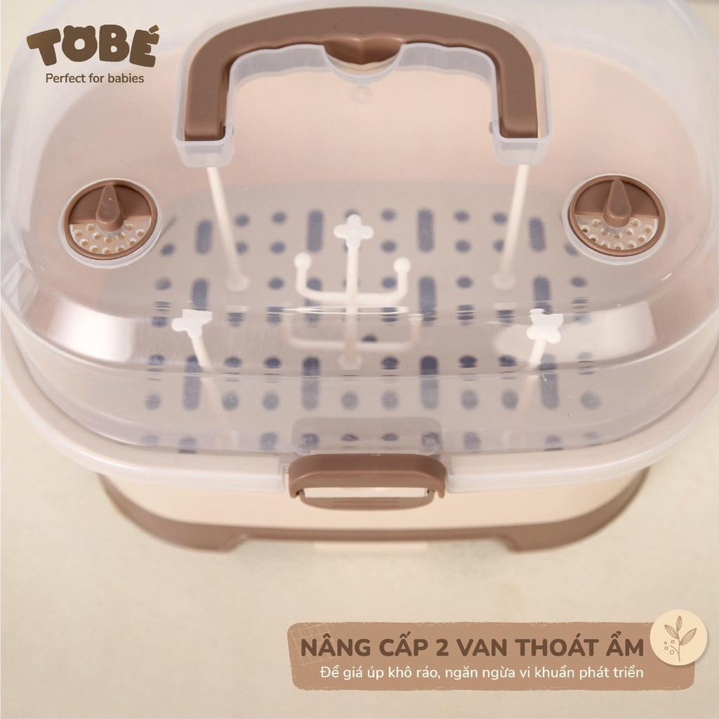 Giá úp bình sữa Binky Tobe cao cấp có nắp đậy tiện lợi đa năng cho mẹ và bé chính hãng 0104