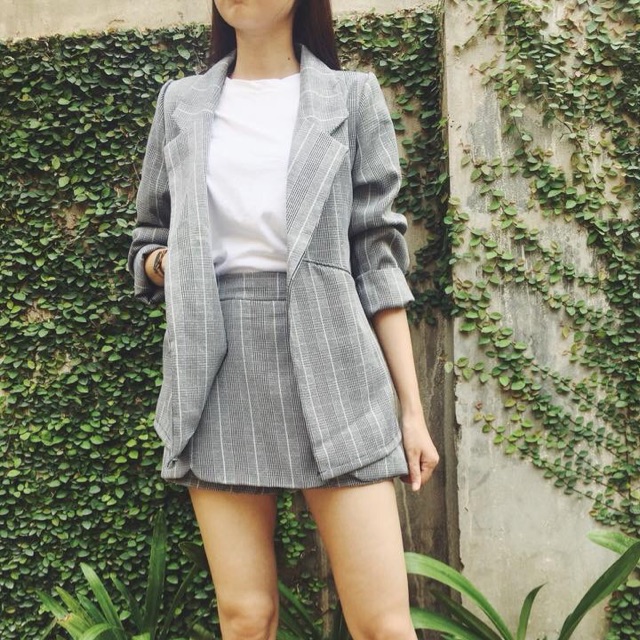Set blazer kẻ
