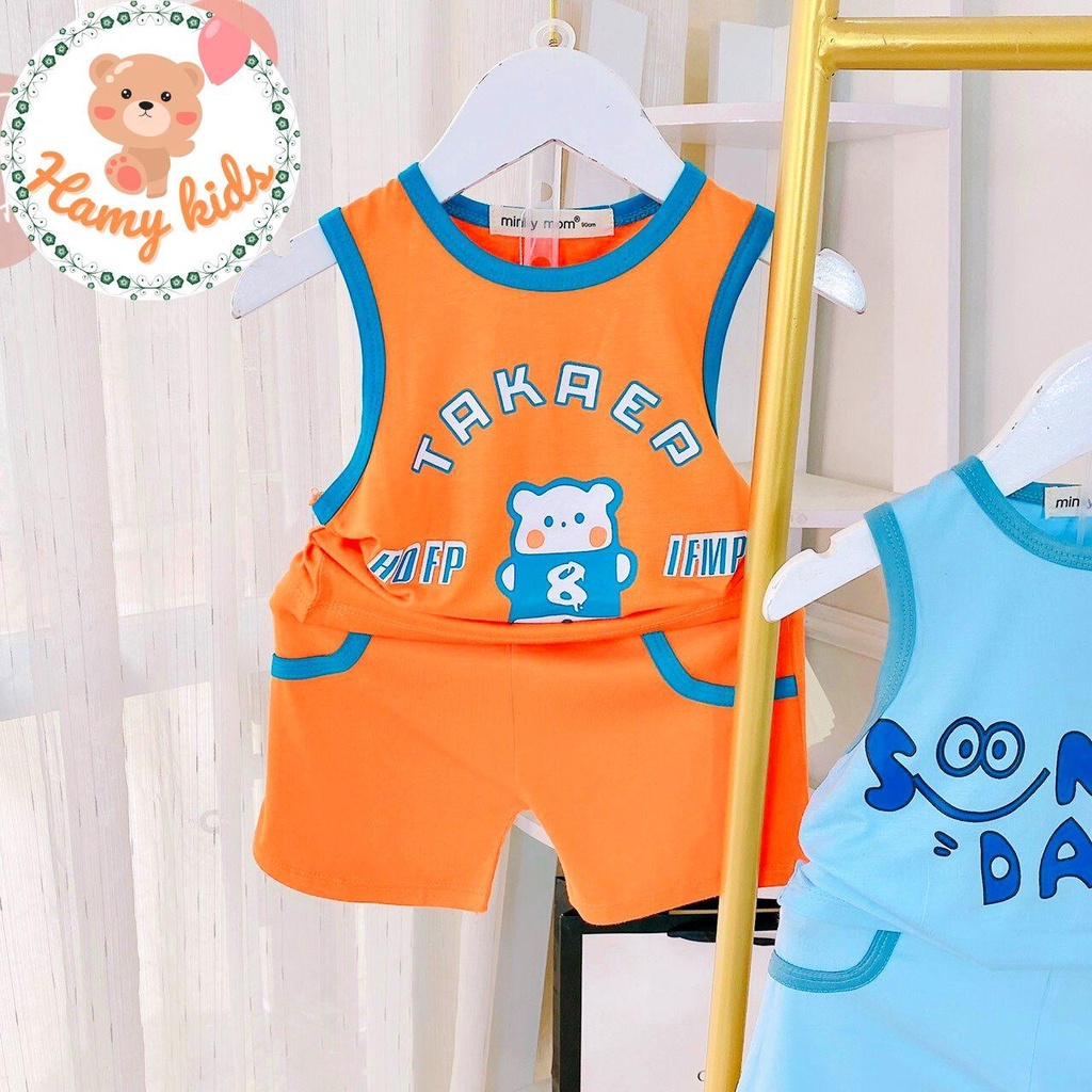 Bộ Ba Lỗ Minky Mom Chính Hãng Bé Trai Bé Gái Vải Thun Lạnh Ô Tô Gấu Khủng Long Cho Bé Từ 0-5 Tuổi Dưới 20kg - Hamykids