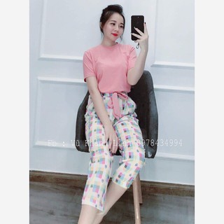 Sét bộ áo phông trơn (Quần bagy karo )