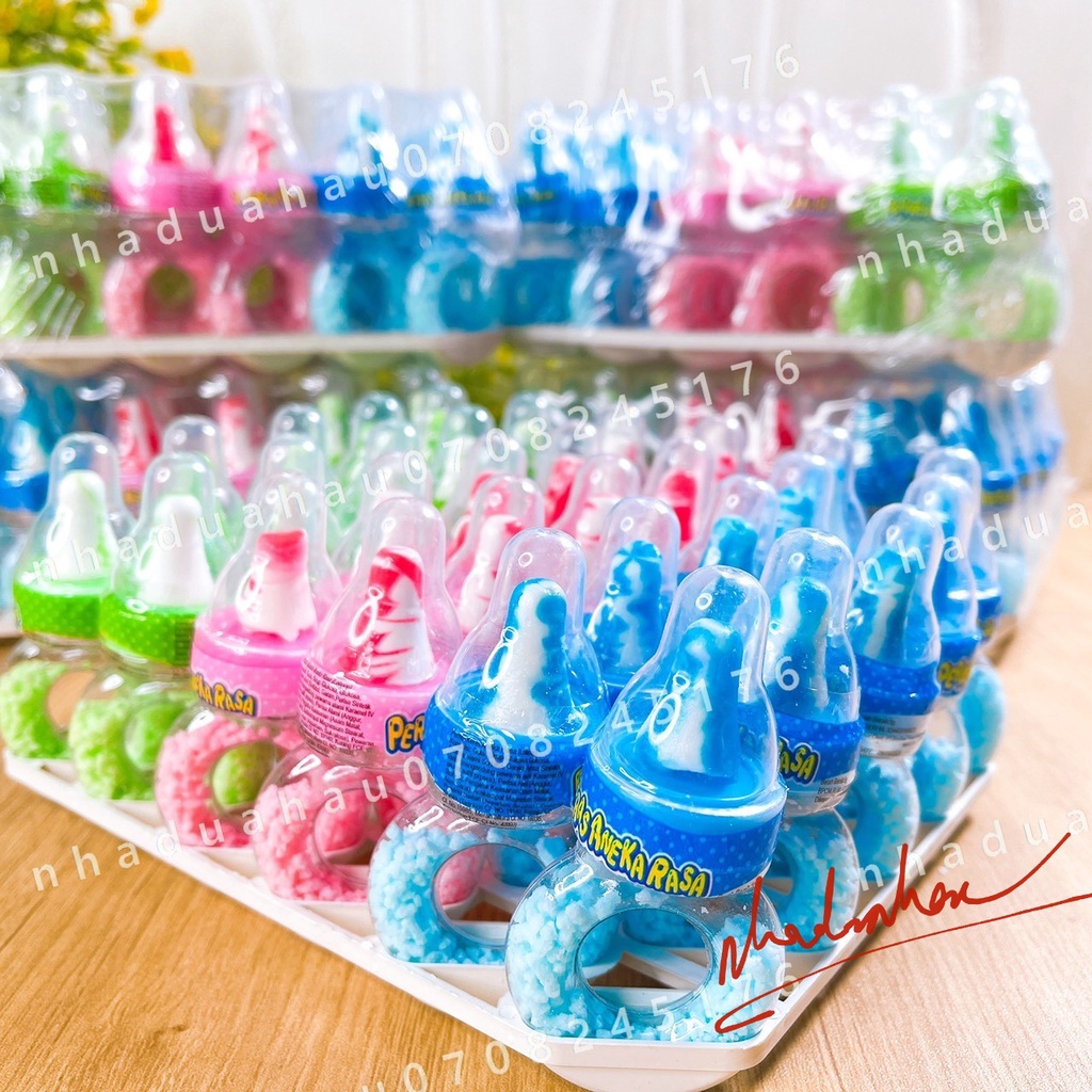Sỉ - Một lốc gồm 30 hủ kẹo mút rắc cốm đường hình nhẫn dễ thương hương trái cây cho bé Thái Lan cái 20gam