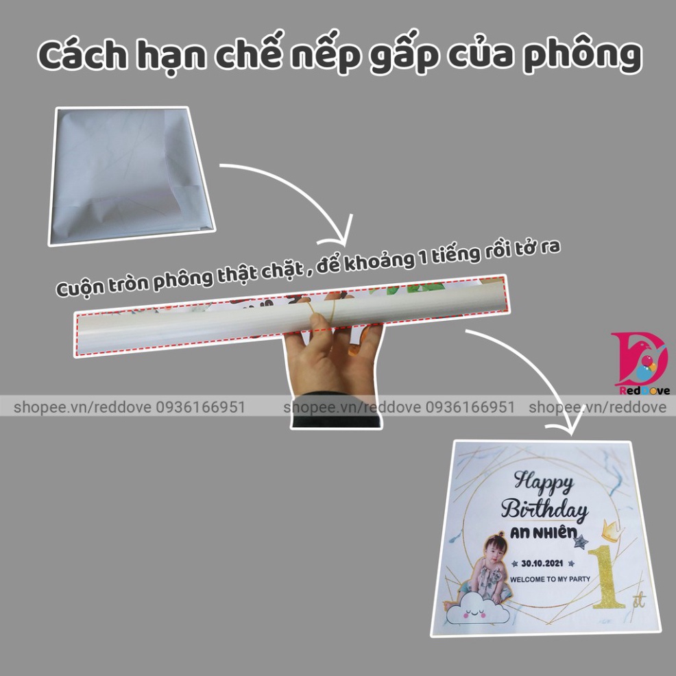 (freeship) Set bóng trang trí sinh nhật, trang trí thôi nôi cho bé gái, bé trai đơn giản, dễ làm, gồm phông