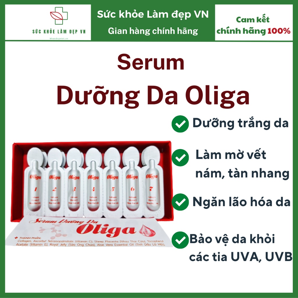 Serum dưỡng da trắng da giảm thâm nám giảm tan nhang ngăn ngừa lão hóa da phục hồi da Oliga