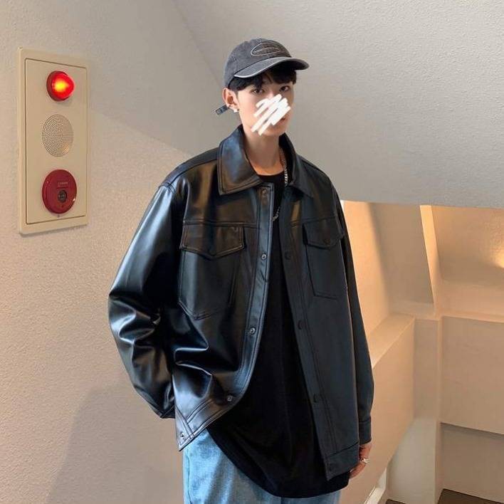 S-3XL Áo khoác da thời trang dành cho nam áo da nam áo khoác da nam