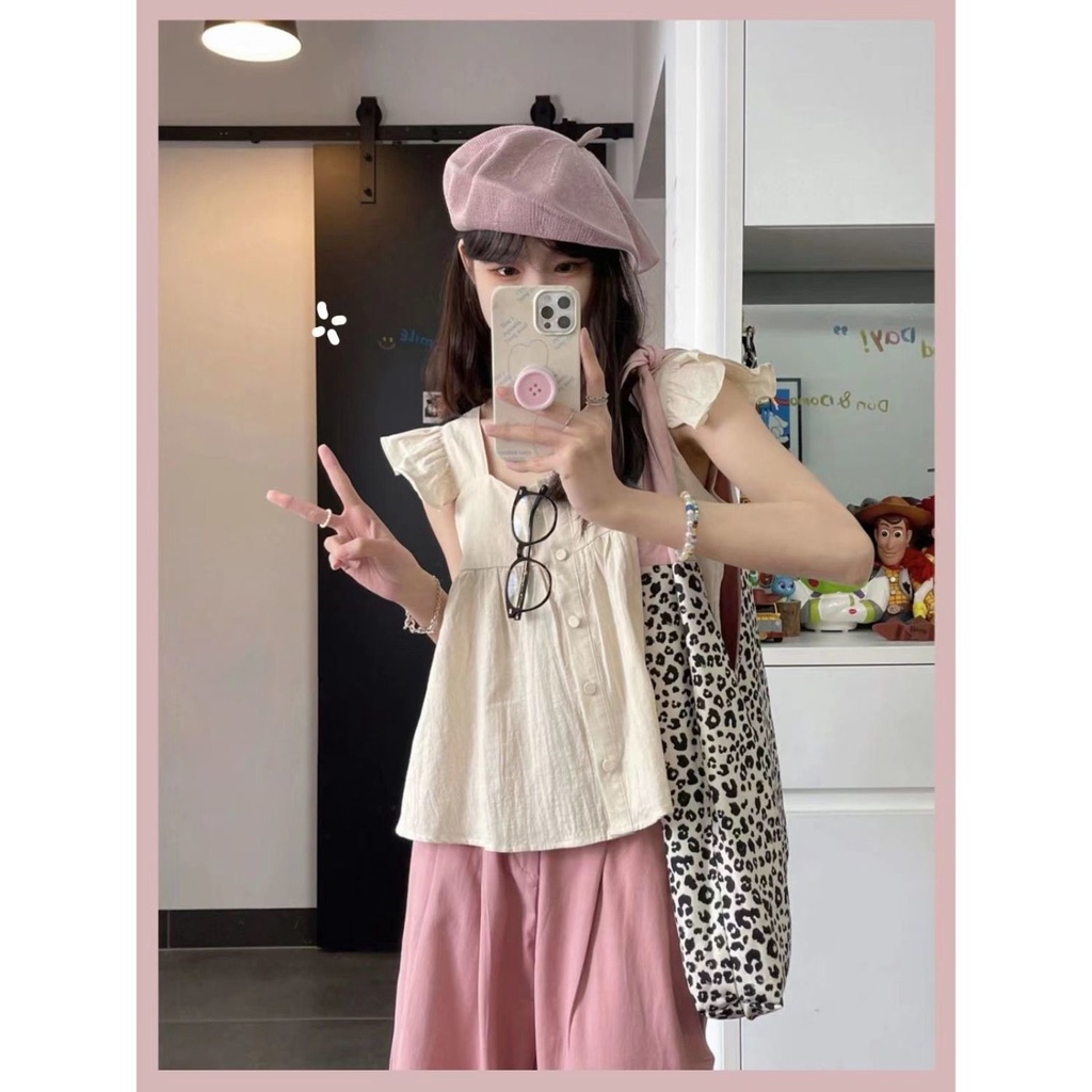 Set Áo Quần Ống Rộng Thiết Kế Ngọt Ngào Thời Trang Mùa Hè Mới Cho Nữ