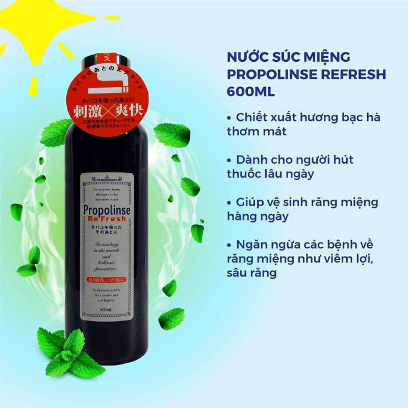 Nước xúc miệng Propolinse 600ml Nhật bản trắng răng, khử mùi hôi miệng