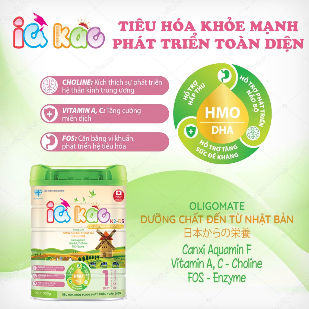 Sữa bột IQ KAO BABY giúp trẻ ăn ngon tiêu hóa tốt tăng sức đề kháng phát triển toàn diện hộp 900g