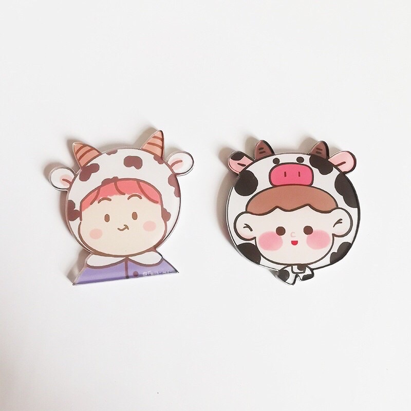 Stick Vô Diện Trang Trí Cài Áo /Cài cặp Con Bò