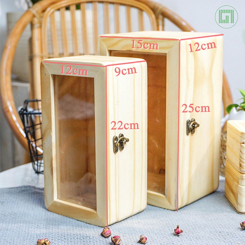 Hộp gỗ chữ nhật nắp kính mica - Hộp gỗ quà tặng - Goc Garden | BigBuy360 - bigbuy360.vn