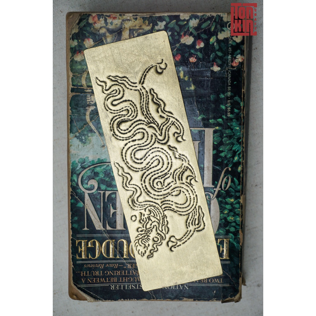 Kẹp đánh dấu trang sách bằng đồng thau hình Rồng Thời Lý, Bookmark thủ công