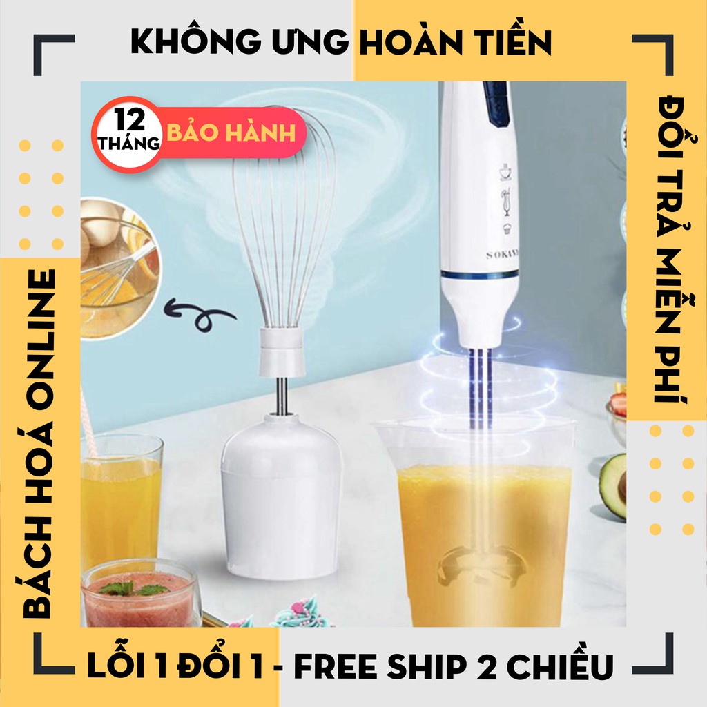 Máy xay cầm tay Sokany đa năng, máy xay thịt, cá, hoa quả, đánh trứng, đánh bột HB230A
