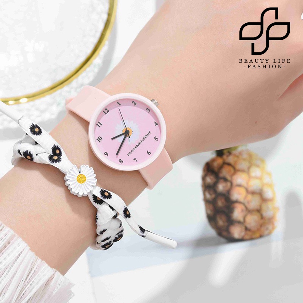BEA™ XR4370 Women Marguerite Silicone Analog Quartz Watch with Bracelet