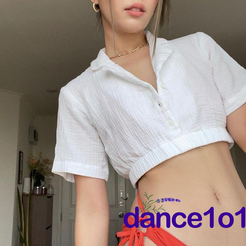 Áo kiểu tay ngắn màu sắc thanh lịch cho nữ