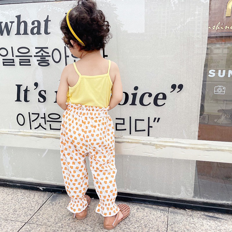 Se7en Bộ Áo Sơ Mi Sát Nách Màu Đất + Quần In Hoa Mùa Hè Hàn Quốc Cho Bé Gái