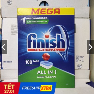 Hộp 100 viên rửa bát Finish All in 1 [6 chức năng, rẻ vô địch]