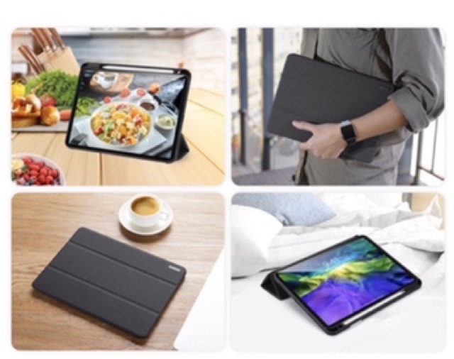 Bao da Smart Cover iPad Pro11/12.9 inch-2018/2020 DUX DUCIS DOMO Series Khay Dẻo để bút, chống sốc,Vải Jean