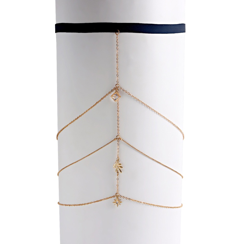 Dây Xích Đeo Đùi Nhiều Lớp Tua Rua Hình Lá Mini Màu Trơn Trang Trí Lễ Hội / Rave Cho Nữ