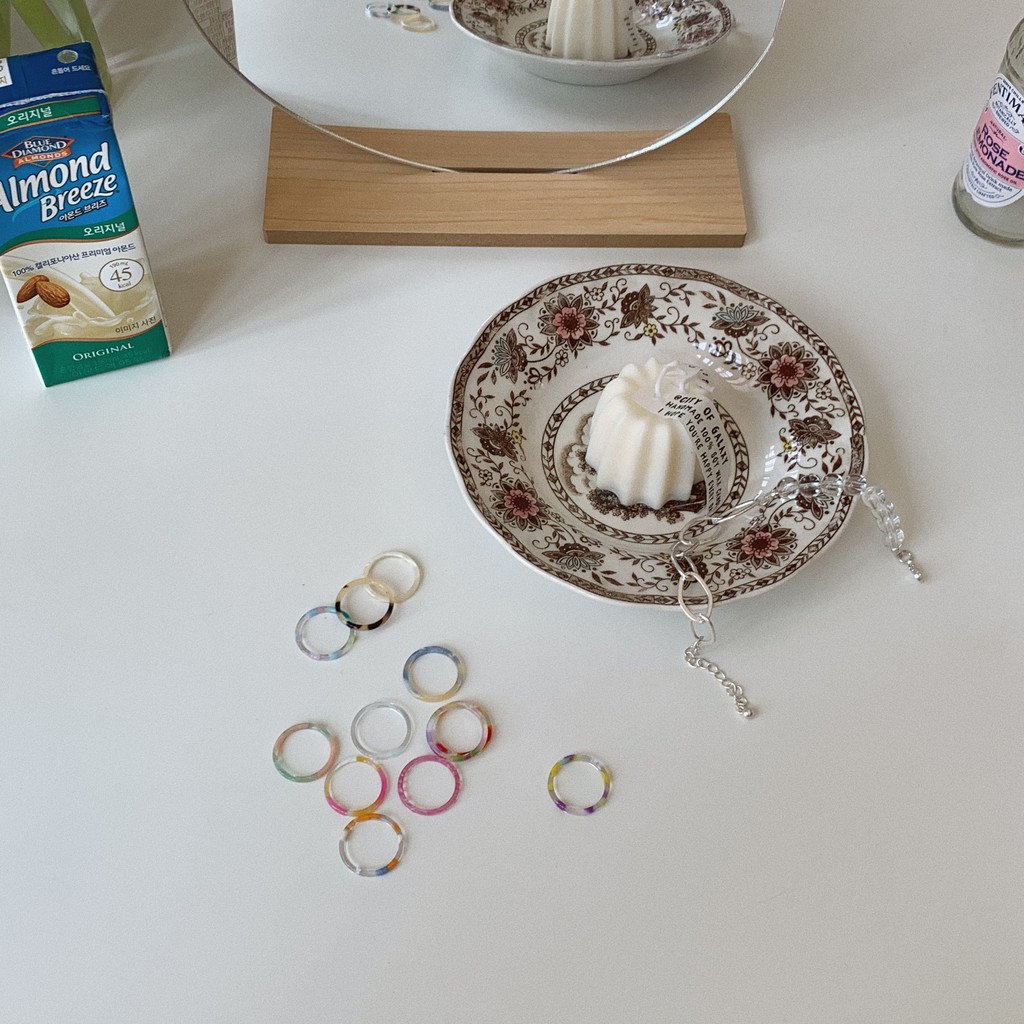 Nhẫn Nhựa Acrylic Trong Suốt Phong Cách Cổ Điển