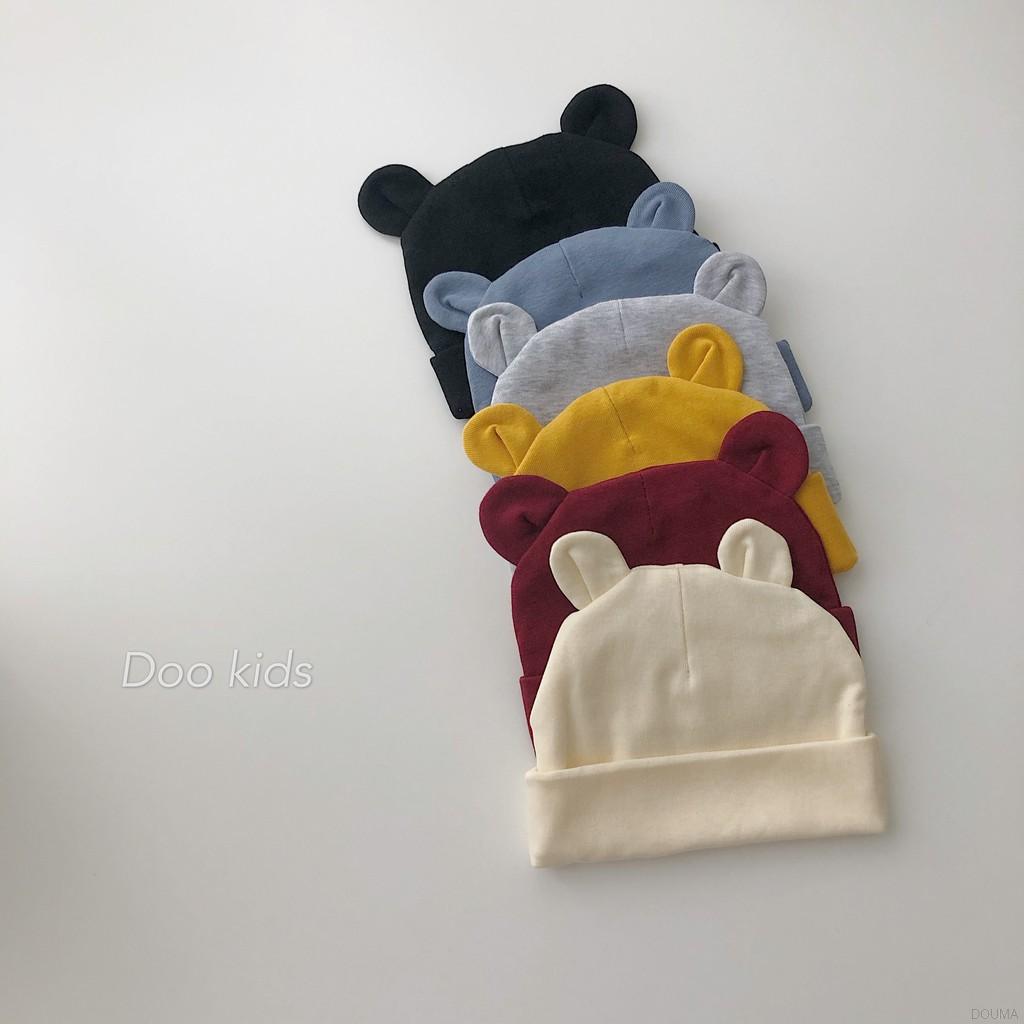Mũ phối phụ kiện tai bằng chất liệu cotton cho bé từ 0-12 tháng tuổi