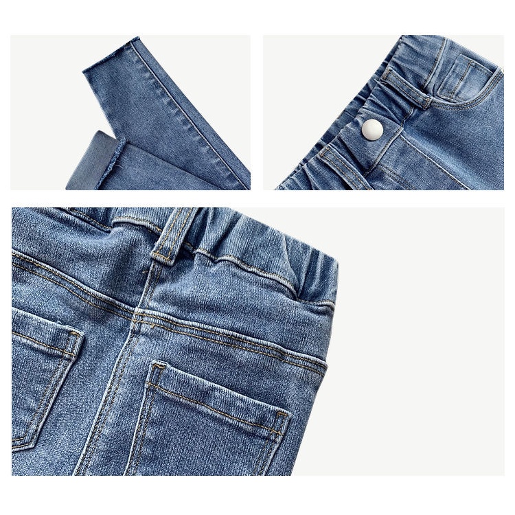 Quần Legging Bé Gái Quần Jean Dài Lưng Cao Thiết Kế Dễ Thương Cho Bé Gái