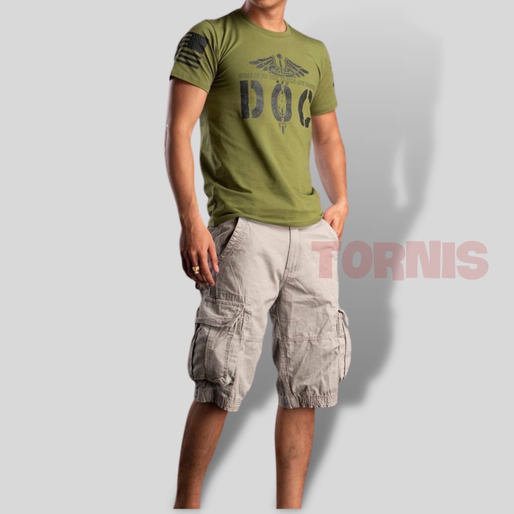Quần short kaki túi hộp nam cao cấp dày dặn phong cách retro vintage ống rộng ống suông