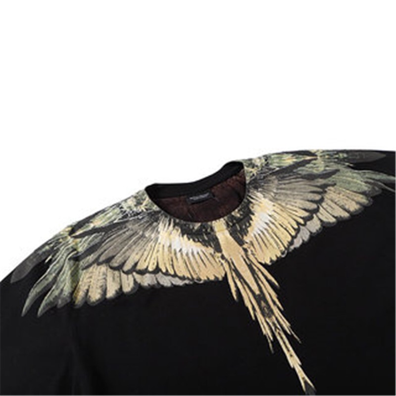 Áo Thun Tay Ngắn Cổ Tròn In Hình Đôi Cánh Màu Vàng Thời Trang Unisex